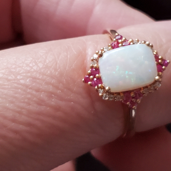 New & unworn 14K Opal Ruby Diamond Accent. Rose Gold - Size 7. - Picture 4 of 7